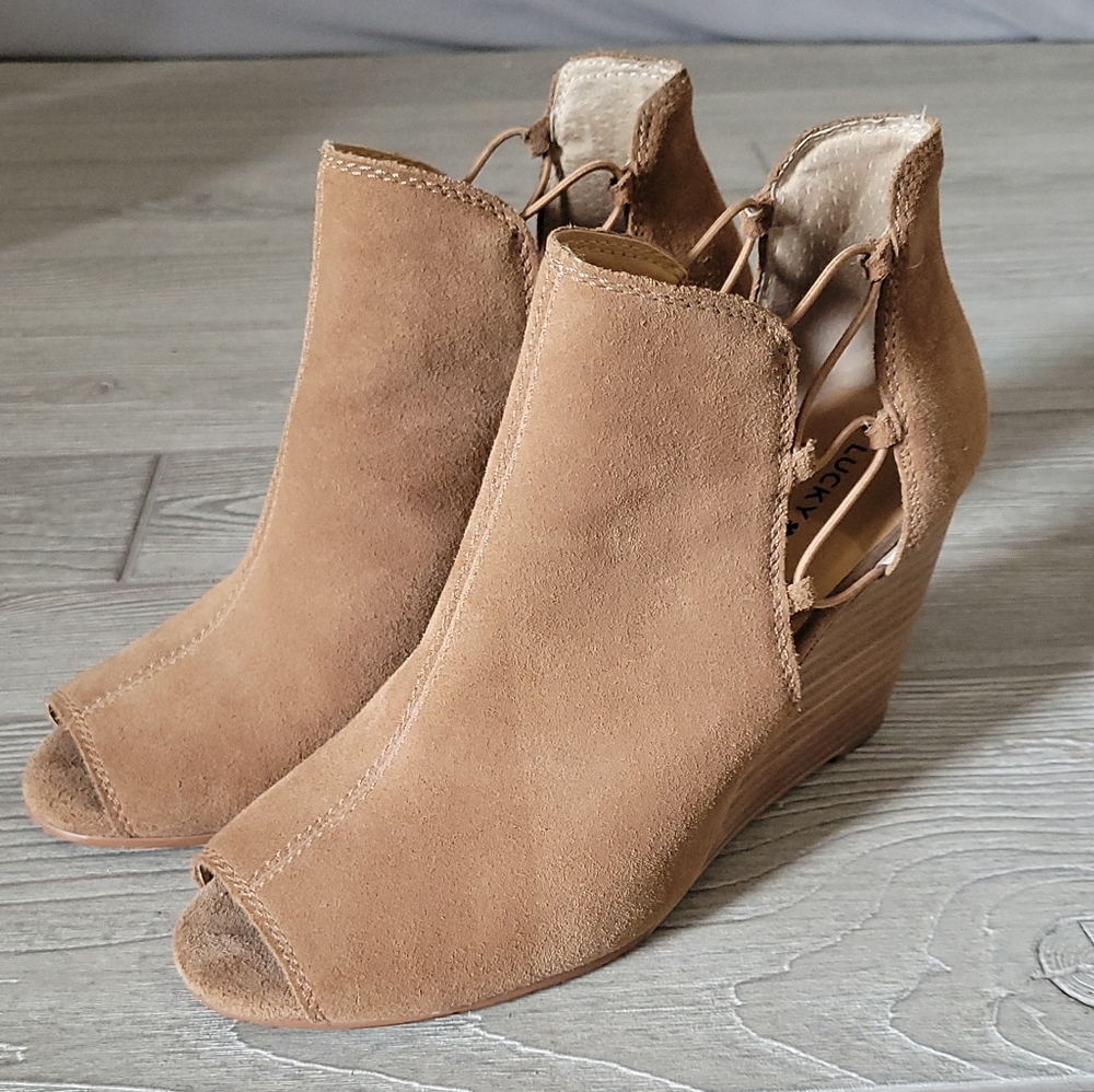 Lucky Brand peep toe booties